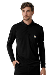 Carhartt Scrubs - Men's Three-Pocket  Heavyweight Long Sleeve Polo Scrub Top