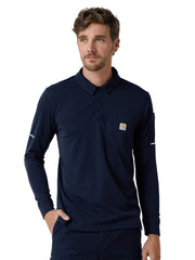 Carhartt Scrubs - Men's Three-Pocket  Heavyweight Long Sleeve Polo Scrub Top