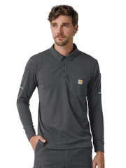 Carhartt Scrubs - Men's Three-Pocket  Heavyweight Long Sleeve Polo Scrub Top