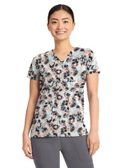 Healing Hands - Purple Label - Women's V-Neck Print Top
