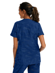 Healing Hands - HH PL Jacquard - Women's 2-Pocket Joy Camo V-Neck Top