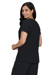 koi - Solis - Women's Ribbed 4-Pocket V-Neck Sari Top