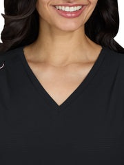 koi - Solis - Women's Ribbed 4-Pocket V-Neck Sari Top
