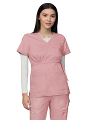 koi - Classics - Women's 2-Pocket Adjustable Front-Tie Mock-Wrap Katelyn Top