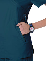 koi - Lite - Women's Three-Pocket Mock-Wrap Philosophy Top