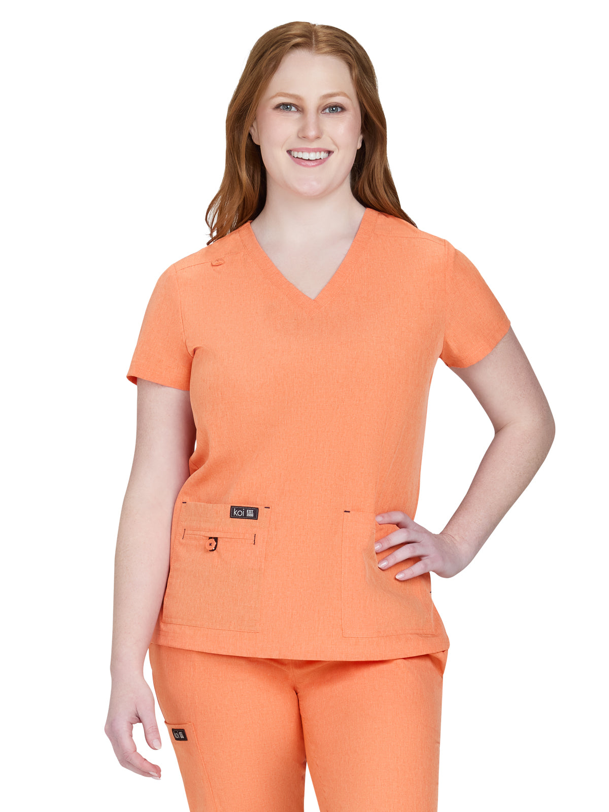 koi - Basics - Women's Four-Pocket Stretch V-Neck Becca Top