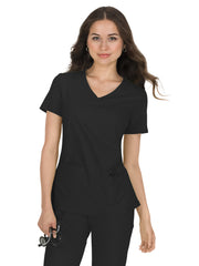 koi - Basics - Women's Four-Pocket Mock-Wrap Neck Katie Top