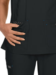koi - Basics - Women's Four-Pocket Mock-Wrap Neck Katie Top