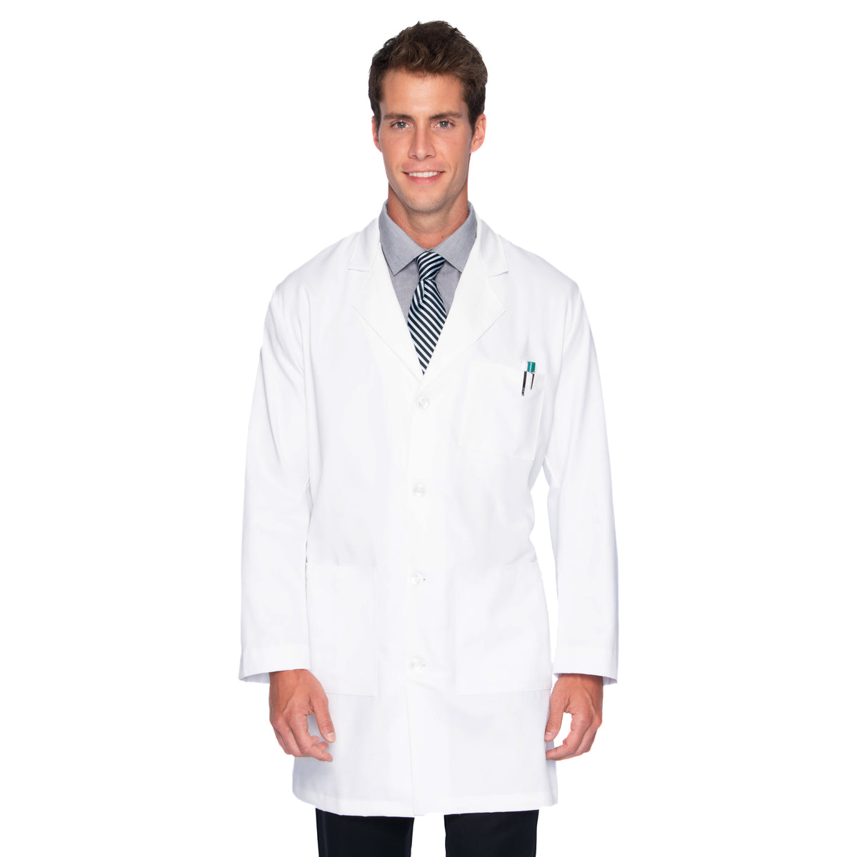 Landau - Essential Lab Coats - Men's Five-Pocket Poly/Cotton 37" Full-Length Lab Coat