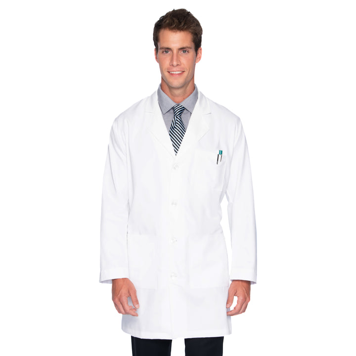 Landau - Essential Lab Coats - Men's Five-Pocket Poly/Cotton 37" Full-Length Lab Coat