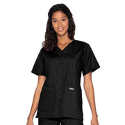 Landau - Essentials - Women's Four-Pocket Snap-Front V-Neck Top
