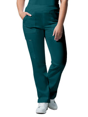 Landau - ProFlex - Women's Five-Pocket Mid-Rise Rib-Knit Elastic Waist Straight Leg Pant