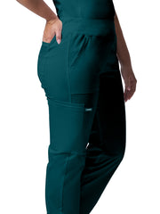 Landau - ProFlex - Women's Five-Pocket Mid-Rise Rib-Knit Elastic Waist Straight Leg Pant