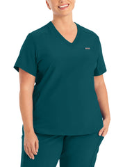 Landau - Forward - Women's Two-Pocket Shirttail Hemline V-Neck Top
