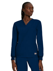 Landau - ScrubZone - Unisex No-Pocket Crossover V-Neck Long-Sleeve Top
