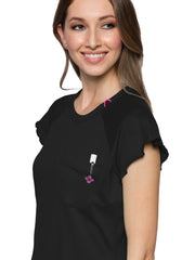 Med Couture - MC Layers - Women's 1-Pocket Lettuce-Edged Top