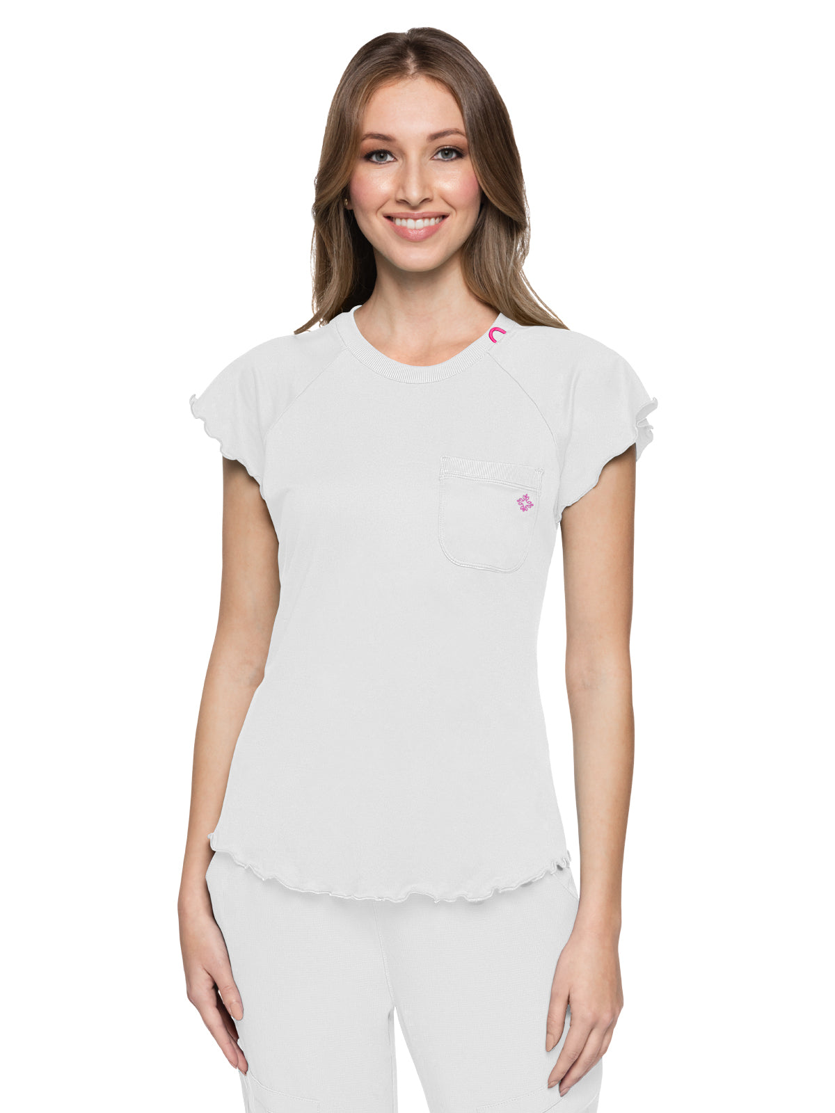 Med Couture - MC Layers - Women's 1-Pocket Lettuce-Edged Top