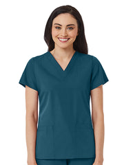 Maevn - Red Panda - Women's V-Neck Two Pocket Top