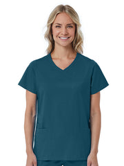 Maevn - Red Panda - Women's Three-Pocket Curved Mock Wrap Top