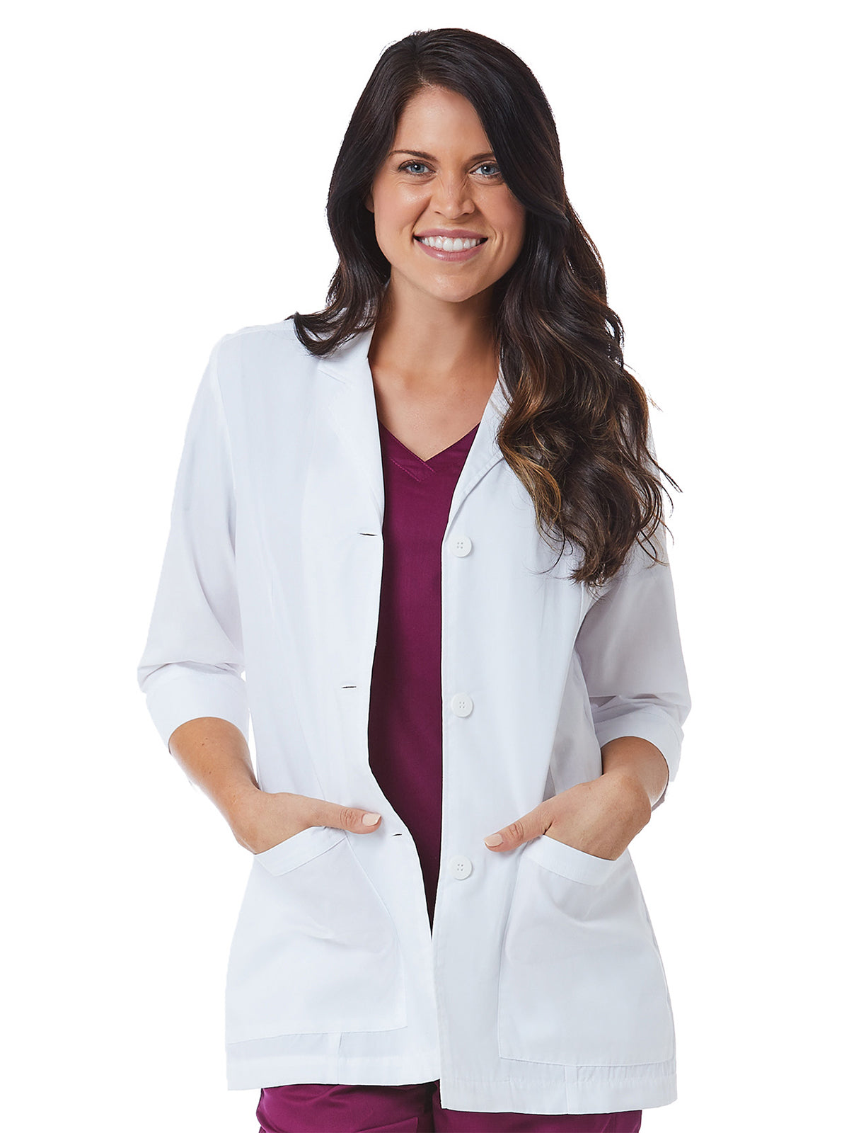 Maevn - Red Panda - Women's 3/4-Sleeve Two-Pocket 28.5" Lab Coat