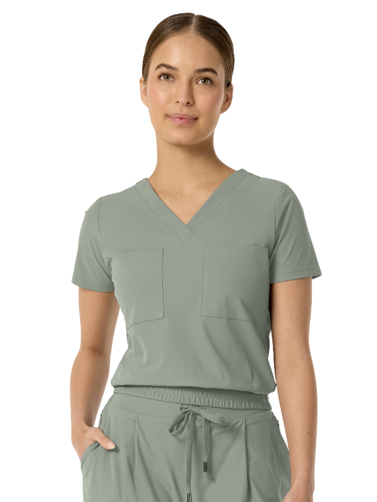 Parkley Kinetic - Women's Two-Pocket CELINE Tuck Band V-Neck Top