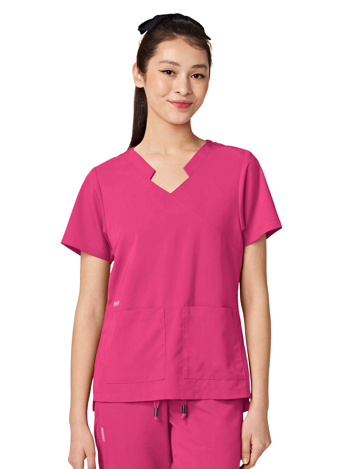 Parkley ABC - Women's Two-Pocket TESS Mandarin Mock Wrap Top