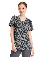 Infinity - Women's 3-Pocket Round Neck Print Top