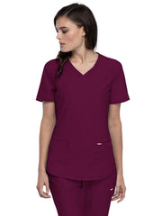 Cherokee - Form - Women's 2-Pocket Curved Hemline V-Neck Top