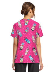 Cherokee - Genuine - Women's 2-Pocket Print V-Neck Scrub Top