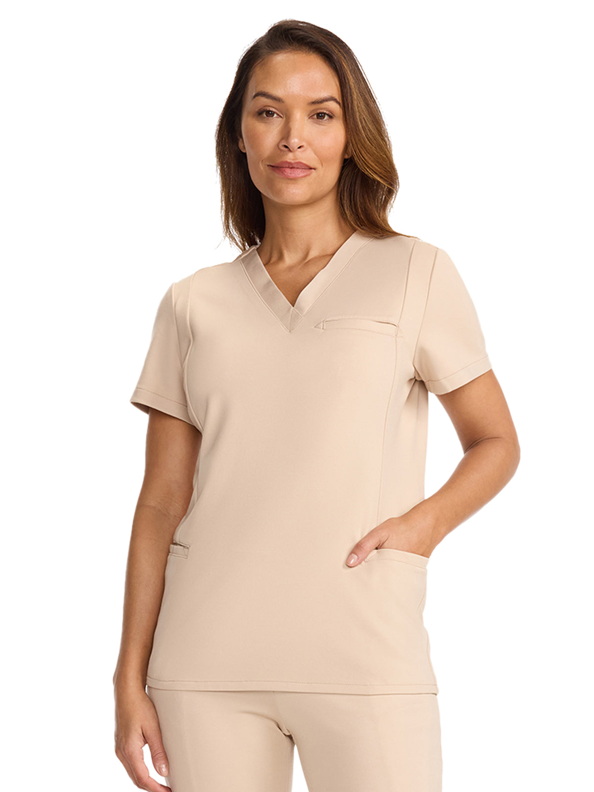 Medelita Scrubs - Women's 3-Pocket Ponte V-Neck Scrub Top