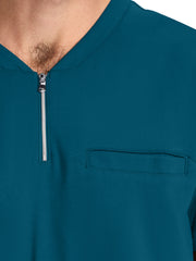 Medelita Scrubs - Men's 3-Pocket Ponte Quarter Zip V-Neck Scrub Top