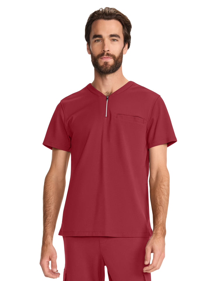 Medelita Scrubs - Men's 3-Pocket Ponte Quarter Zip V-Neck Scrub Top
