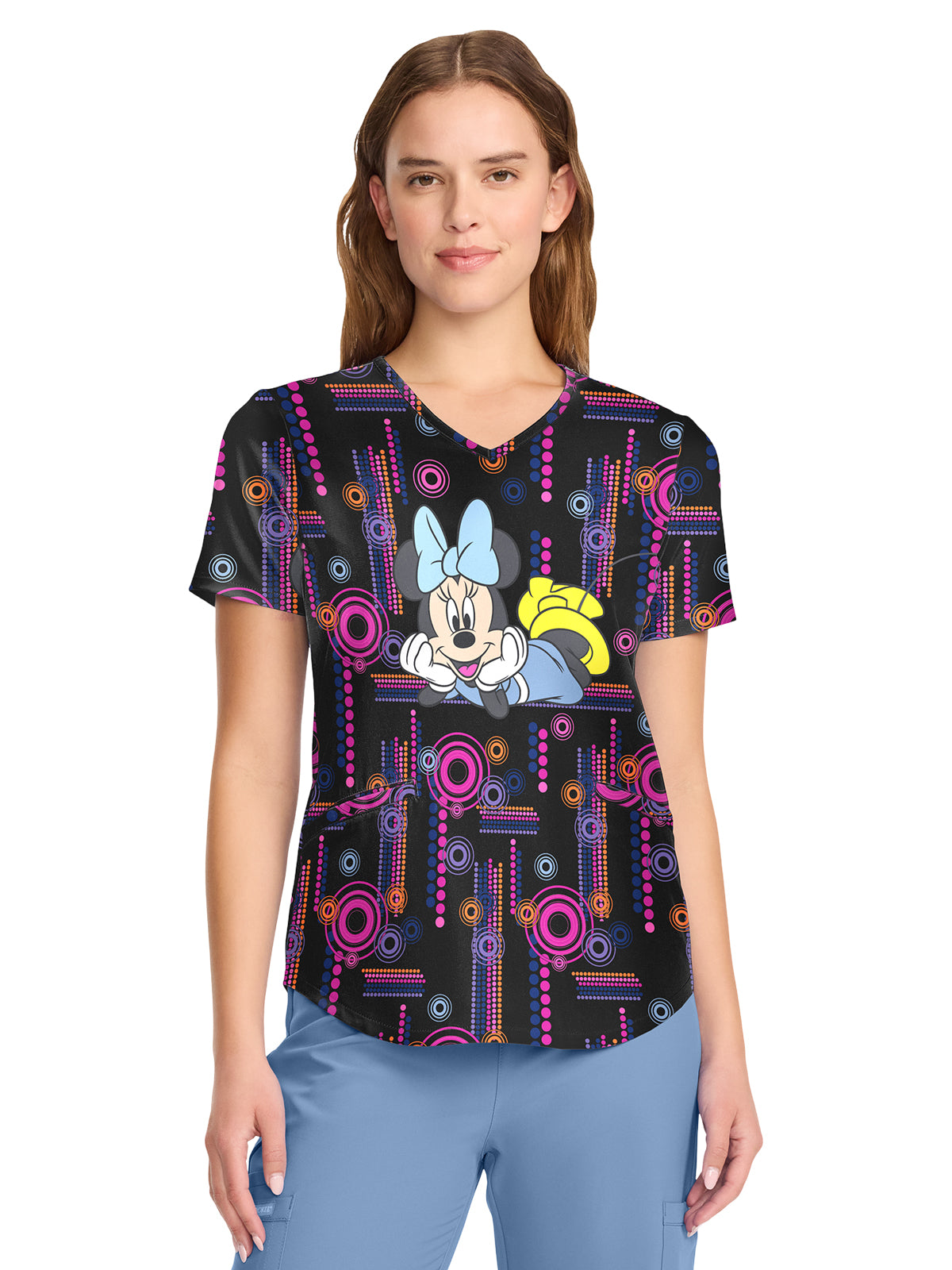 Cherokee - Tooniforms - Women's V-Neck Print Top