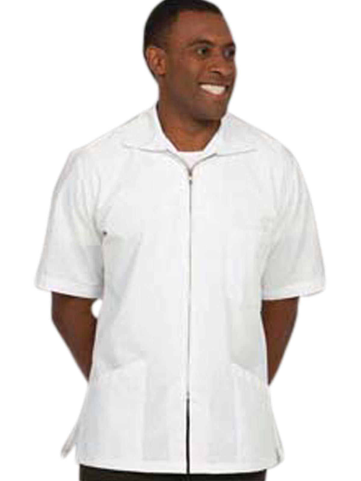 Fashion Seal - Unisex Three-Pocket Zip Front Short-Sleeve Lab Shirt