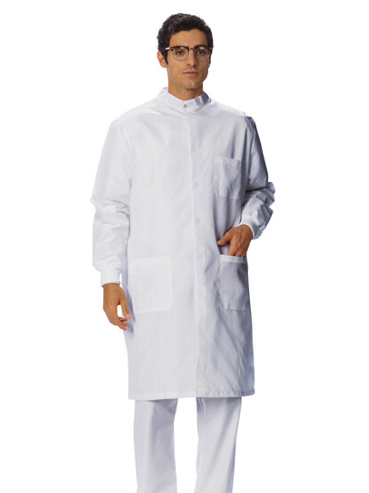 Fashion Seal - Reusable Protective Apparel - Unisex Snap Closure Pinstripe Protective Coat
