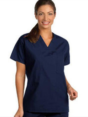 Fashion Seal Fashion Poplin - Unisex Reversible V-Neck Top in Navy