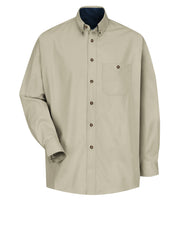 Red Kap Shirts -  Men's Long Sleeve Cotton Contrast Dress Shirt