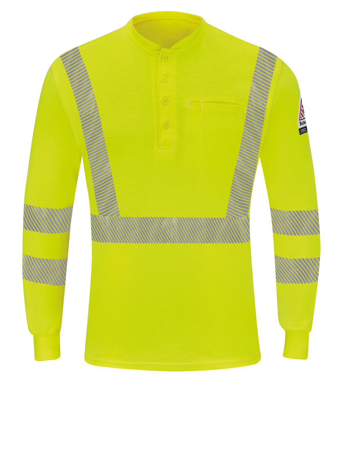 Bulwark - Men's Hi-Visibility Lightweight Flame-Resistant Long-Sleeve Henley Shirt