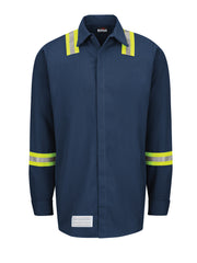 Bulwark - Men's Enhanced Visibility Flame-Resistant Concealed-Gripper Pocketless Work Shirt