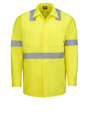 Red Kap - Men's Long Sleeve Hi-Visibility Ripstop Work Shirt - Type R, Class 2