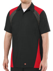 Red Kap Shirts -  Men's Short Sleeve Tri-Color Shop Shirt